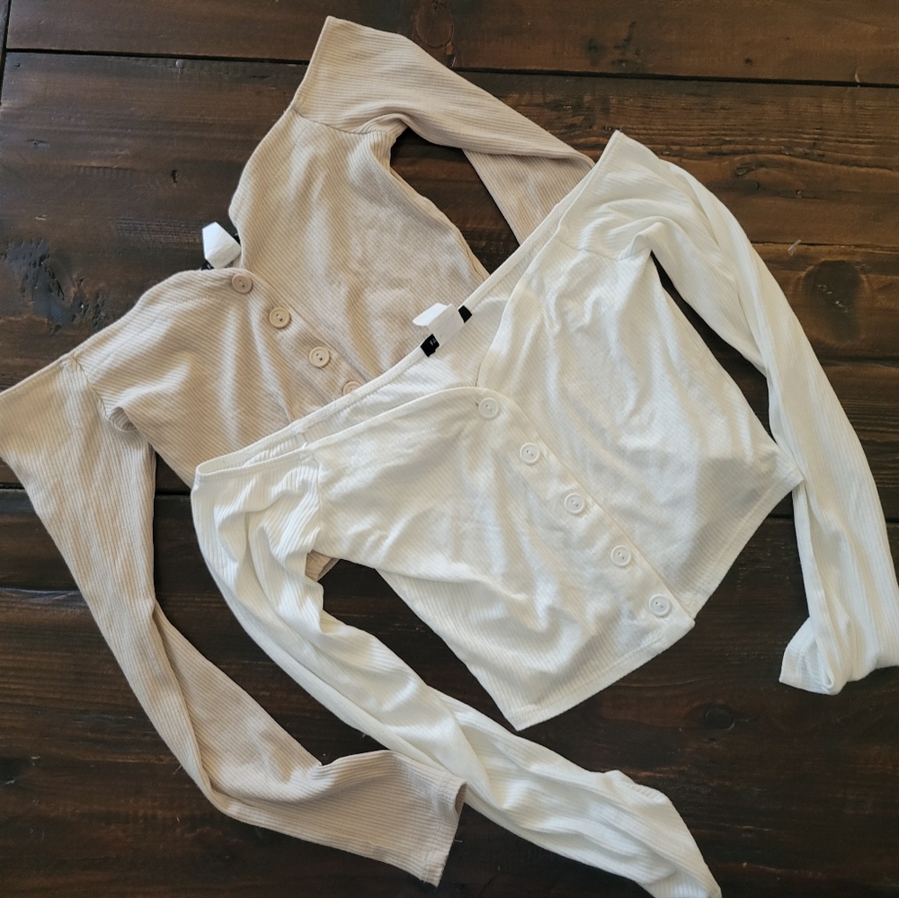 Stylish Women's Crop Tops in Cream and Tan